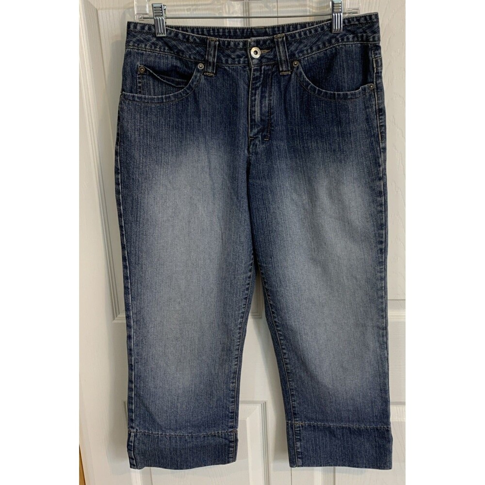 GH Bass Jeans Womens 8 Cropped Wide Leg Mid Rise Outdoors 31x22.5